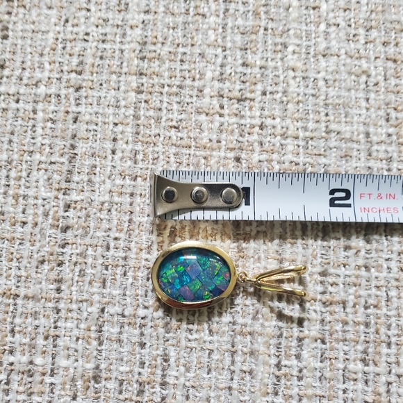 14k Gold Opal Mosaic Pendant - Picture 5 of 11